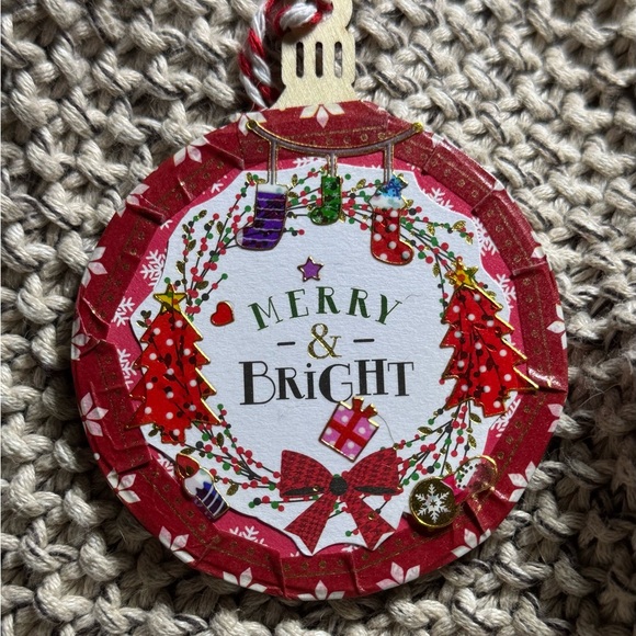 2 new 2.75”x2.75” Handmade Wooden Xmas ornaments “Merry & Bright”&”Happy…” $18 - Picture 7 of 9